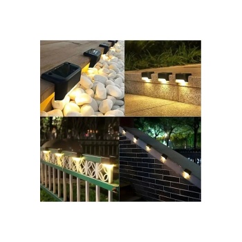 ® Yeni Ürün 4 Adet Solar Güneş Enerjili Şarj Edilen Köşebent Merdiven Veranda Bahçe Led Lamba